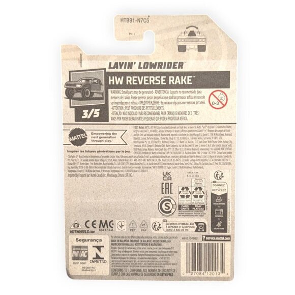 Hot Wheels Layin Lowrider 113/250 Reverse Rake 3/5 - NEW - Picture 2 of 6